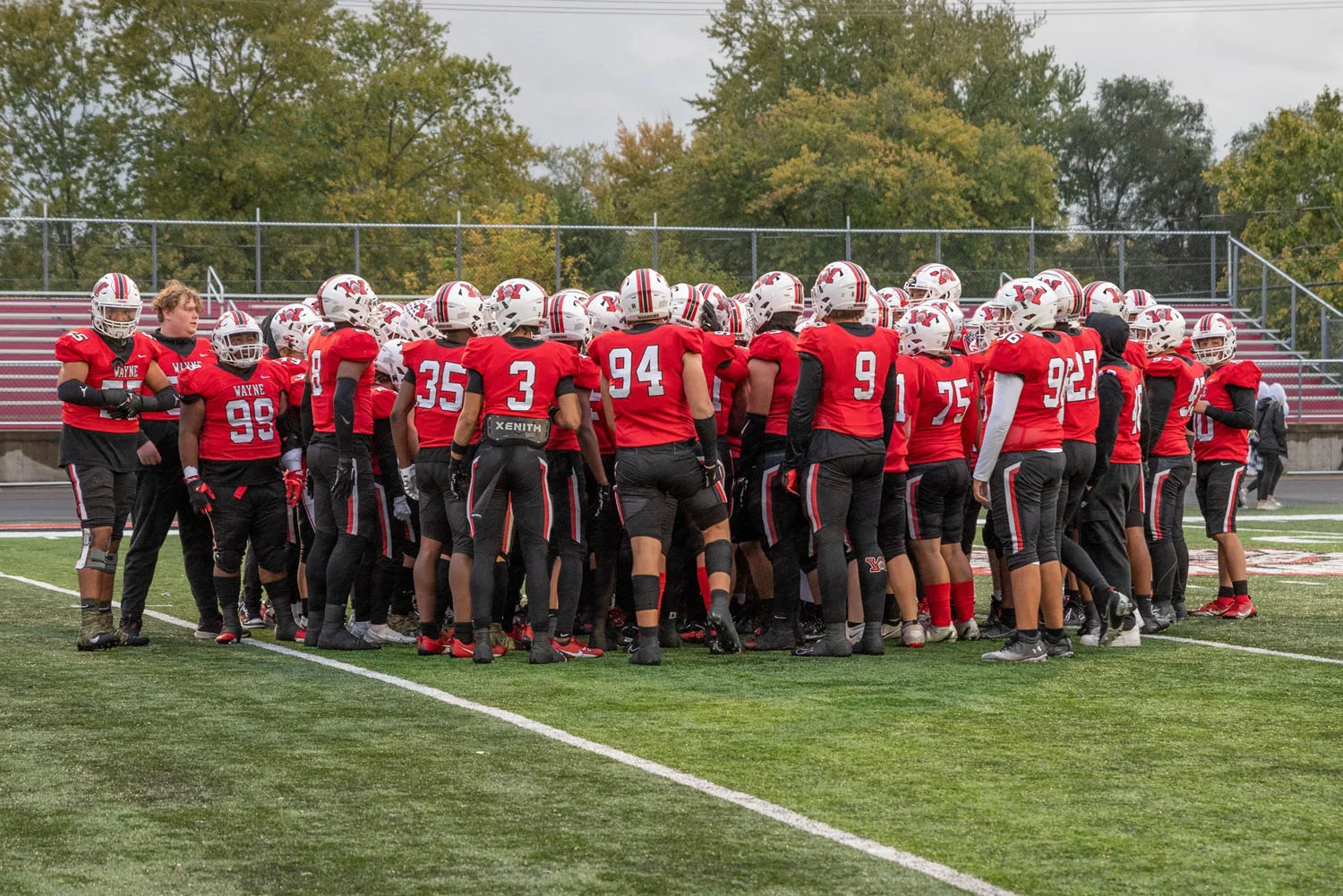 Huddle before kickoff