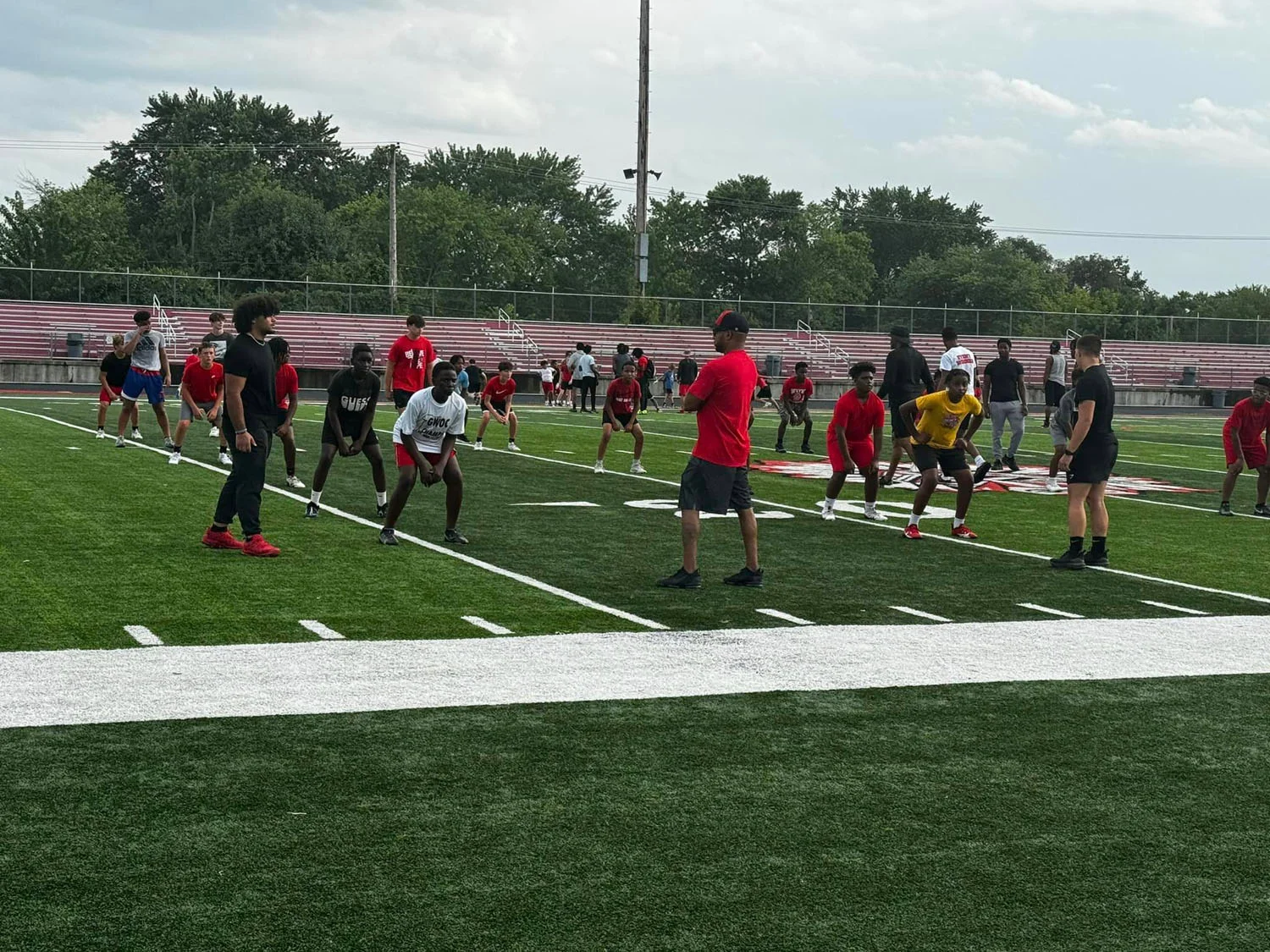 Campers warming up for a drill